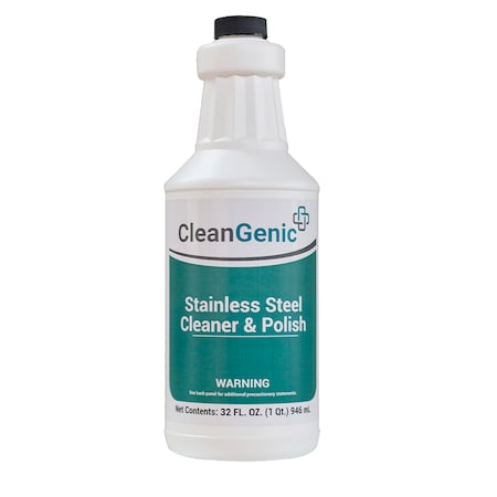 CleanGenic Stainless Steel Cleaner & Polish, 32 Oz. Bottle, PK12